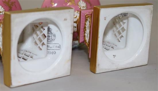 A pair of Royal Worcester pedestal vases, date code for 1898, 14cm